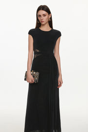 Viaua Chic Contour Sleeveless Cut Out Lace Knit Maxi Dress